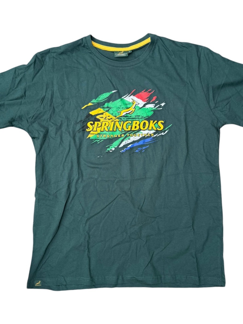 Official South Africa Springboks Rugby Green T-Shirt Size: L